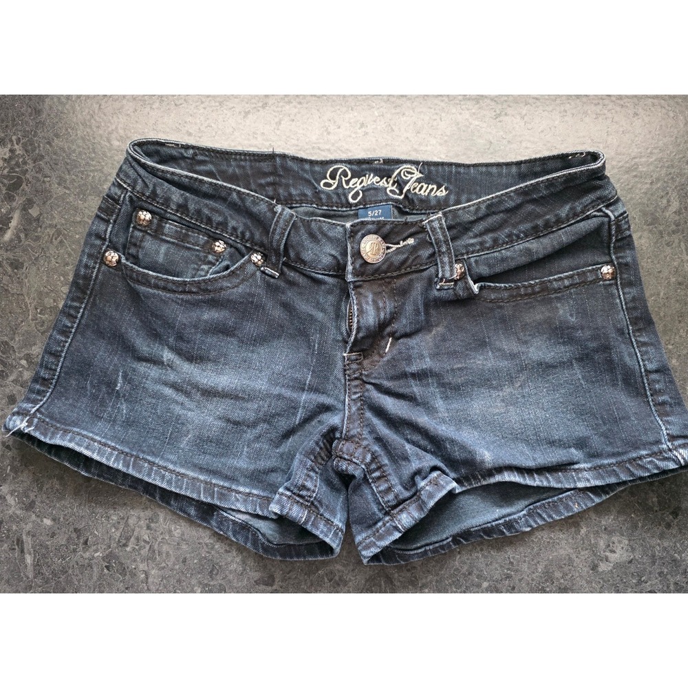Request Jeans Shorts  Womens Size 5/27 Dark Wash Embellished Low Rise Denim‎ Y2K